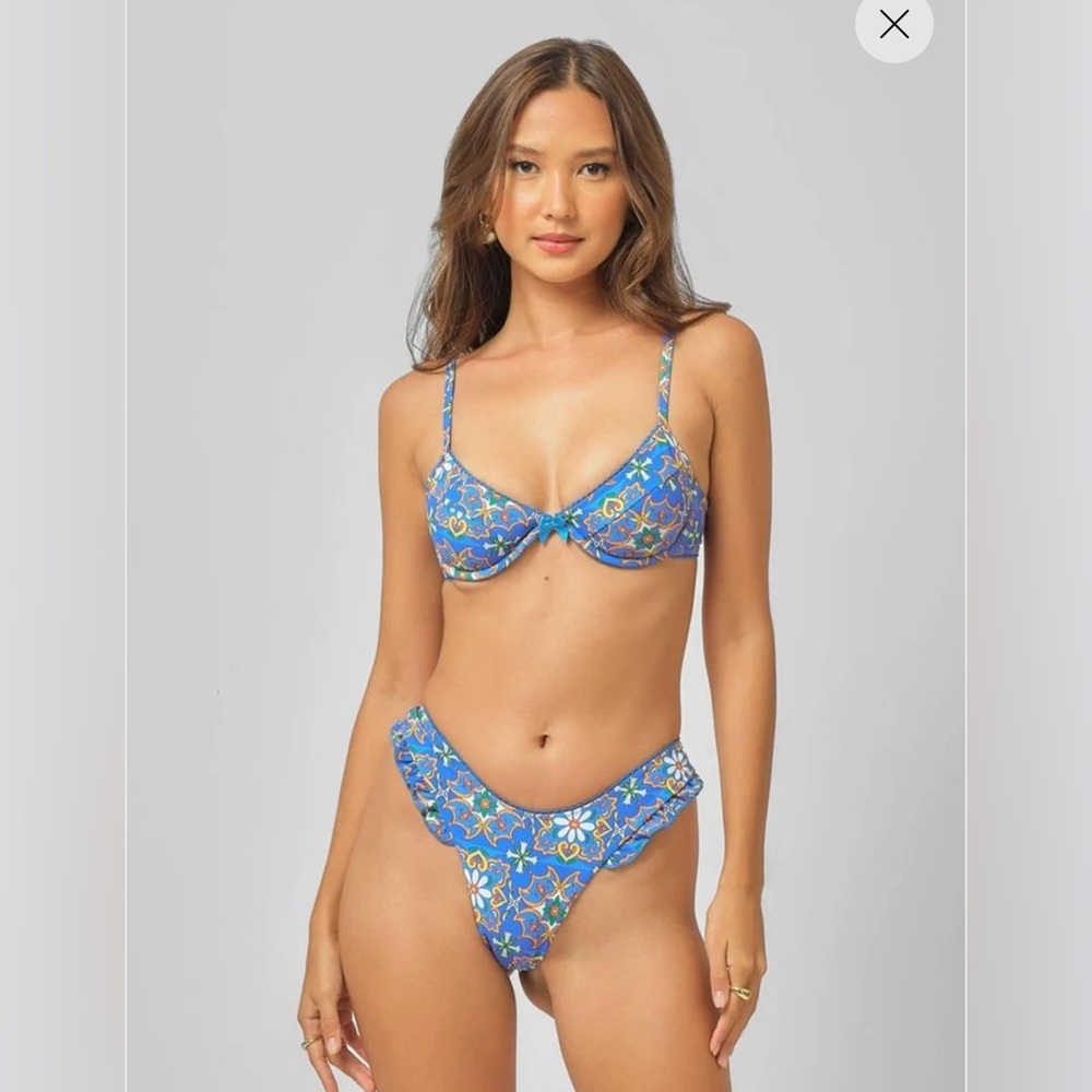 Blackbough Candice Ruffle Bikini in Blue Murano